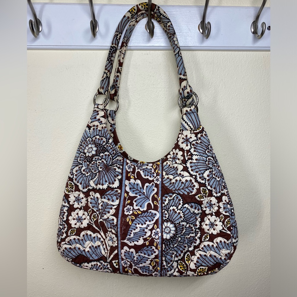 🩶 VERA BRADLEY Large Hobo Bag in Slate Blooms